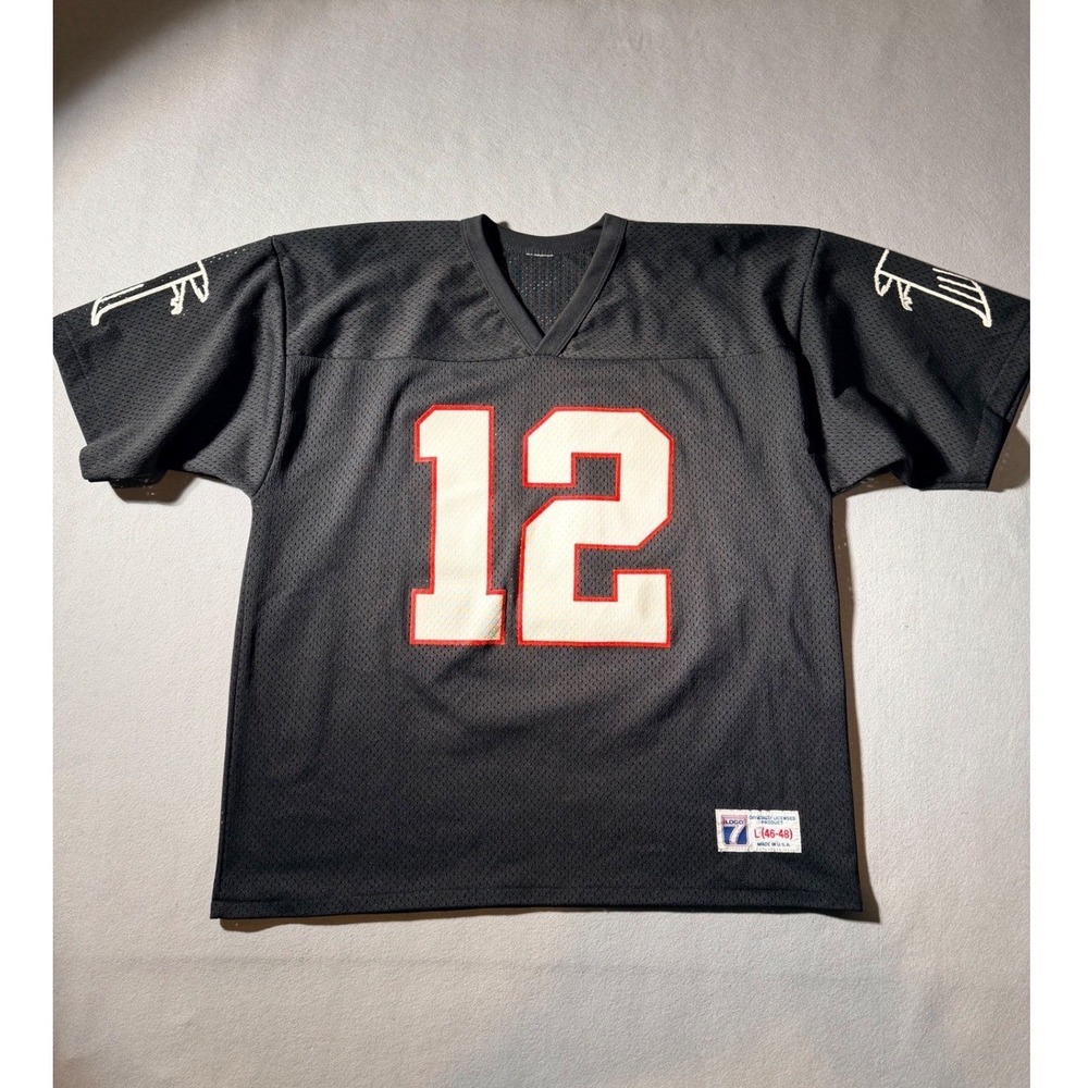 Vintage Logo 7 Atlanta Falcons Jersey Mens L Black Mesh #12 USA Made